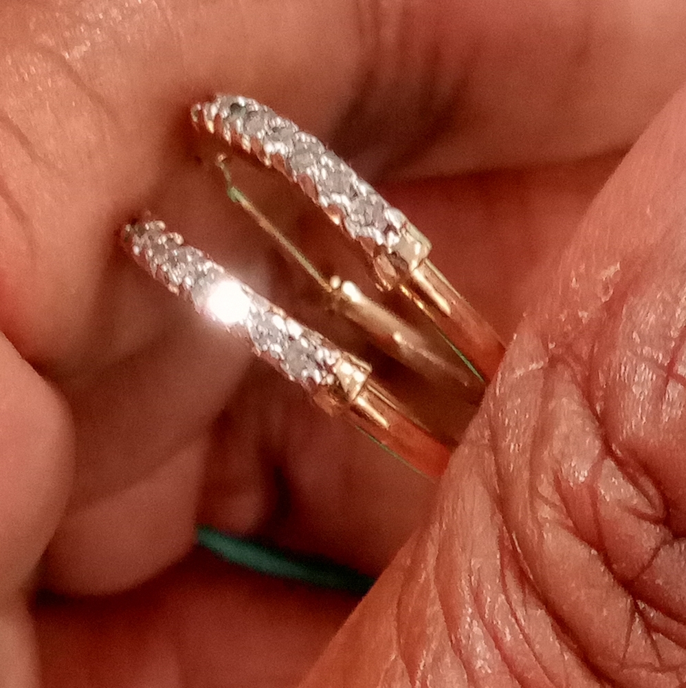 Real 10kt Gold Diamonds Hoop Earrings#SOLD - Picture 2 of 8